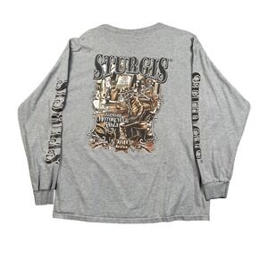 Sturgis 2011 Legendary Motorcycle Rally Long Sleeve Shirt Gray Mens 2XL Biker